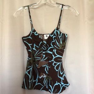 5/$25 Cami Brown/Turquoise with NON-adjustable spaghetti straps Size Medium